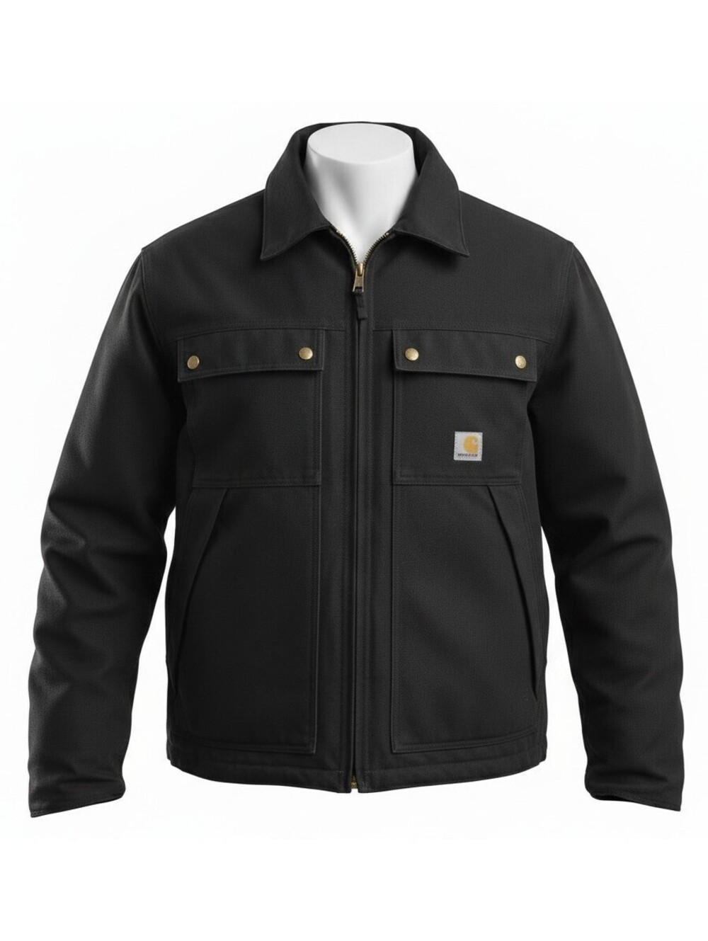 Carhartt Quick Duck Black Work Jacket Men's Large Full Zip Insulated Coat